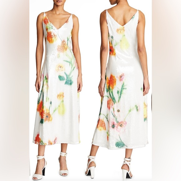 Halston CARALYN DRESS IN FLORAL SEQUIN NWT - Picture 3 of 17